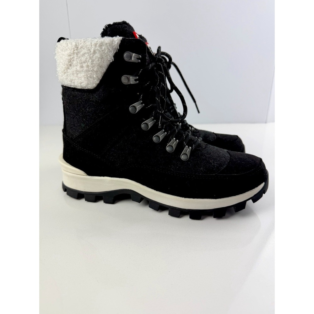 Hunter Womens Black‎ Sherpa Lace Up Hiking Boots Size 7 Winter Waterproof